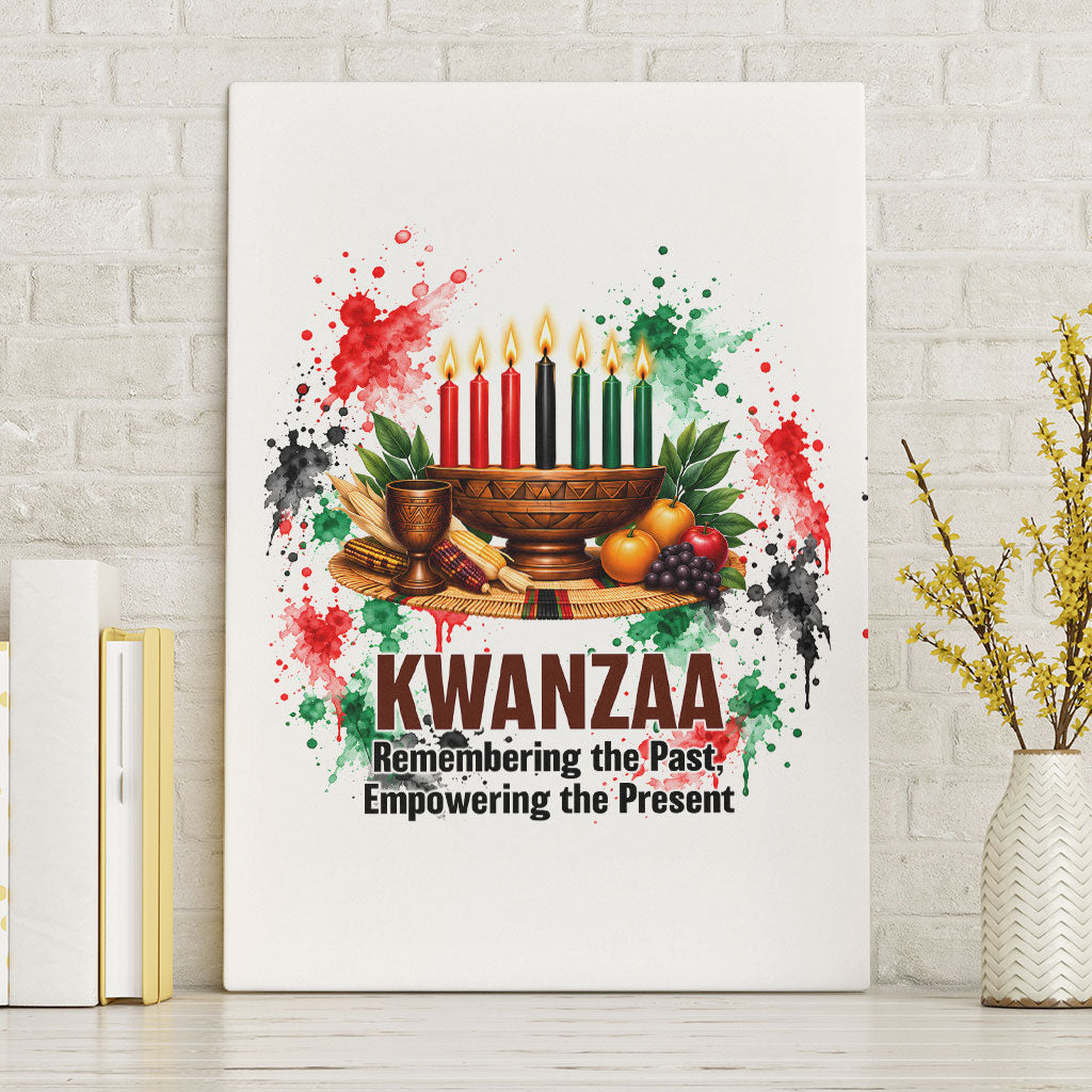 Kwanzaa Pan African Canvas Wall Art - Mishumaa Saba - Black History - Watercolor Art