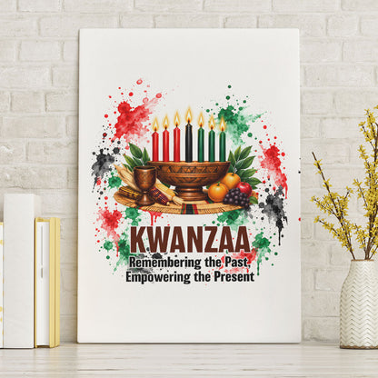 Kwanzaa Pan African Canvas Wall Art - Mishumaa Saba - Black History - Watercolor Art