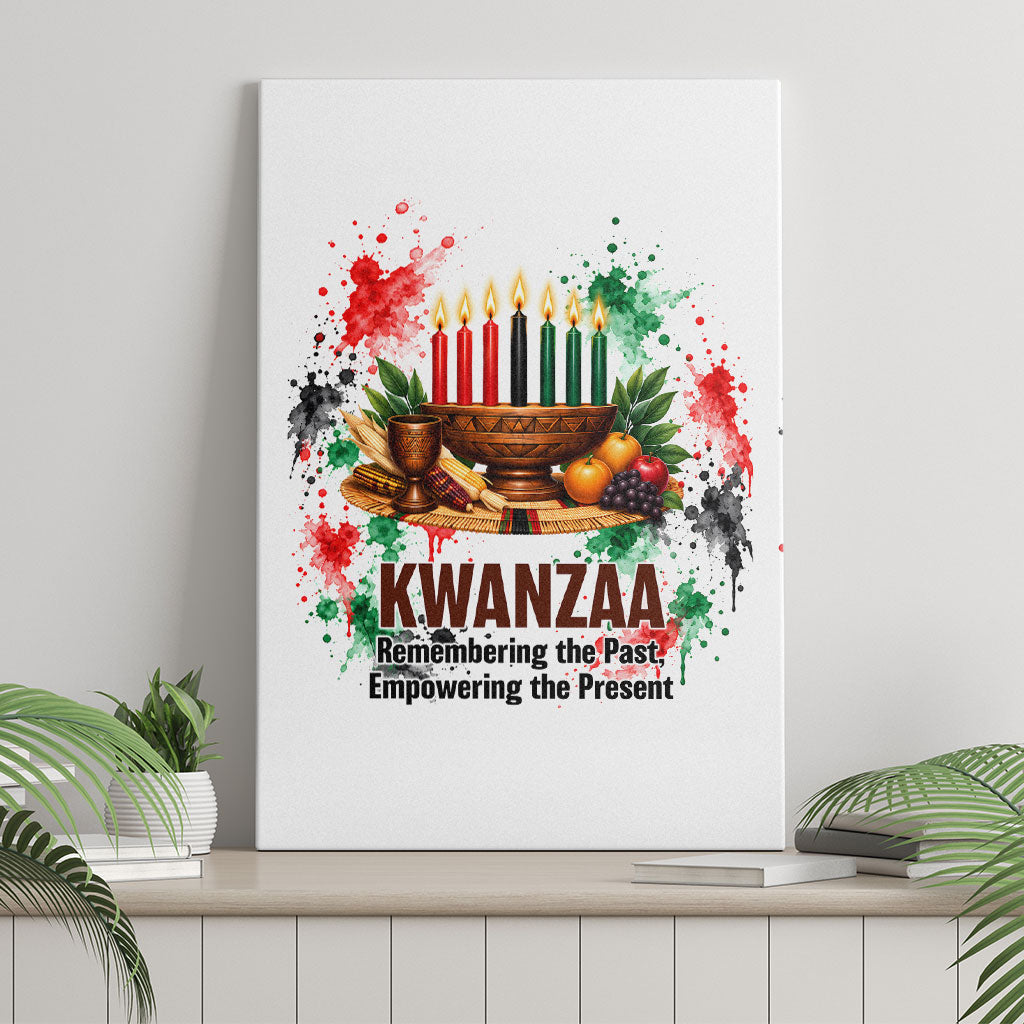 Kwanzaa Pan African Canvas Wall Art - Mishumaa Saba - Black History - Watercolor Art