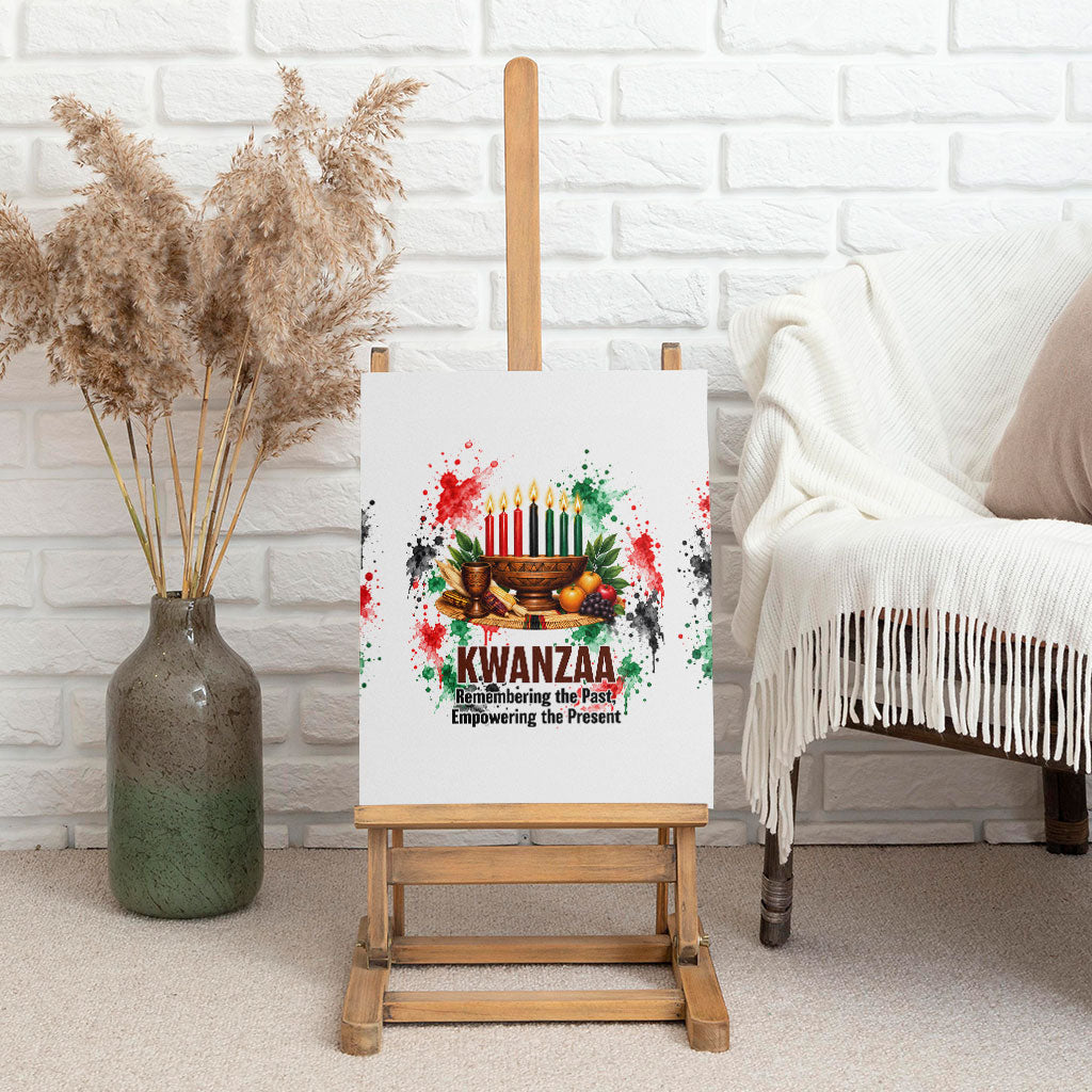 Kwanzaa Pan African Canvas Wall Art - Mishumaa Saba - Black History - Watercolor Art