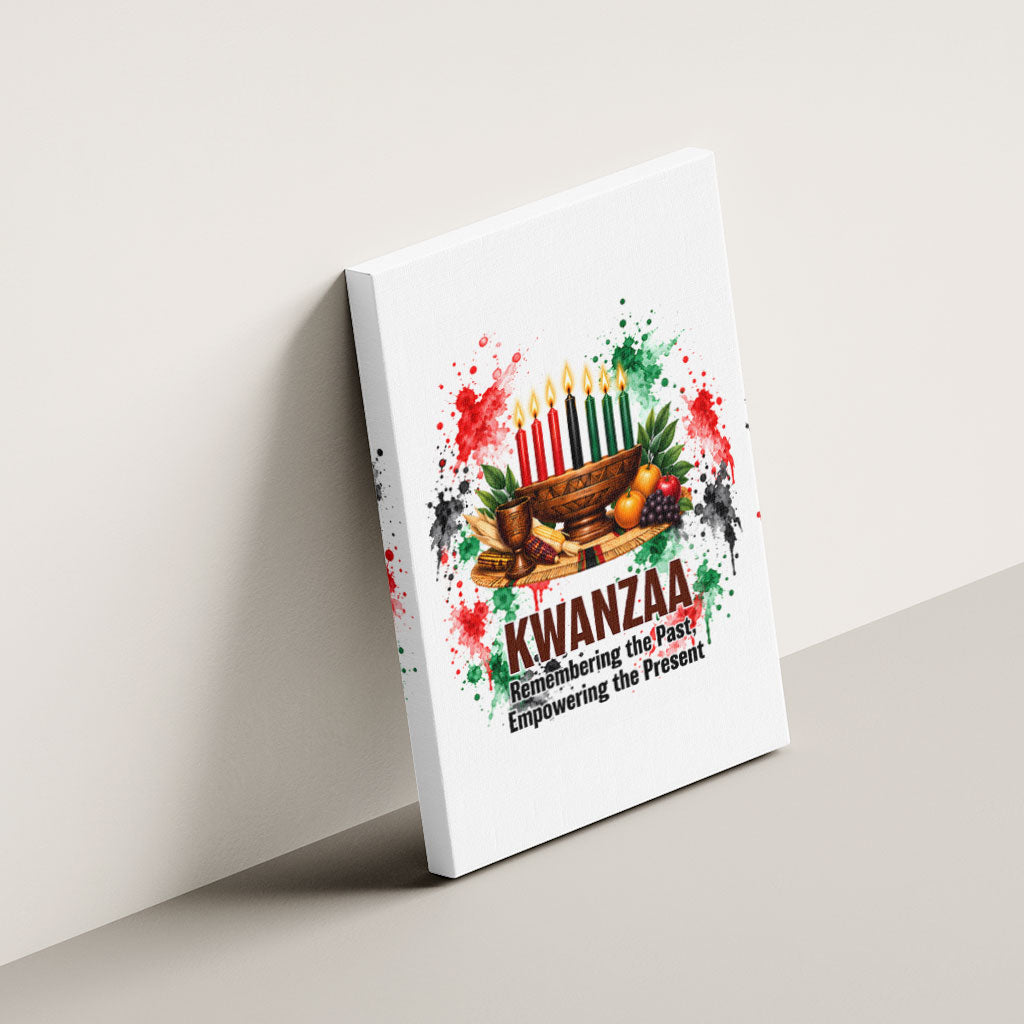 Kwanzaa Pan African Canvas Wall Art - Mishumaa Saba - Black History - Watercolor Art