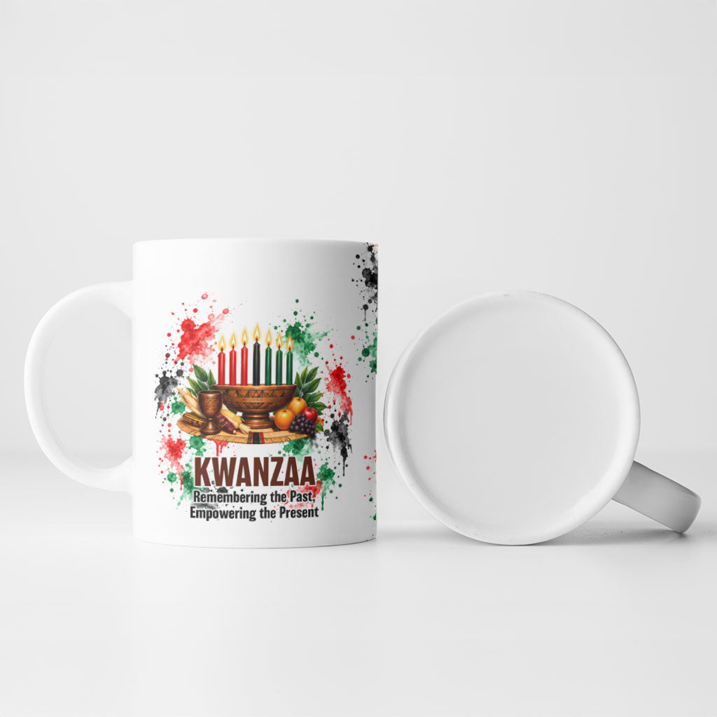 Kwanzaa Pan African Ceramic Mug - Mishumaa Saba - Black History - Watercolor Art