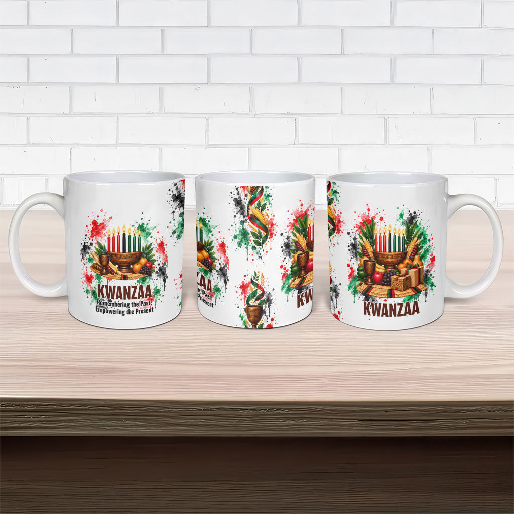 Kwanzaa Pan African Ceramic Mug - Mishumaa Saba - Black History - Watercolor Art