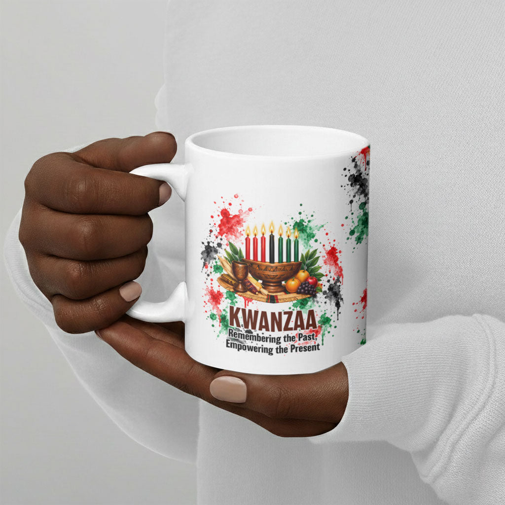 Kwanzaa Pan African Ceramic Mug - Mishumaa Saba - Black History - Watercolor Art