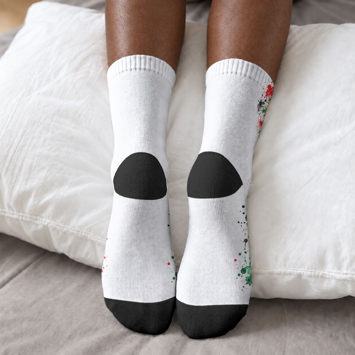 Kwanzaa Pan African Crew Socks - Mishumaa Saba - Black History - Watercolor Art