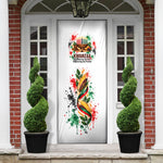Kwanzaa Pan African Door Cover - Mishumaa Saba - Black History - Watercolor Art