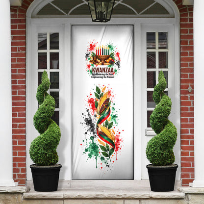 Kwanzaa Pan African Door Cover - Mishumaa Saba - Black History - Watercolor Art