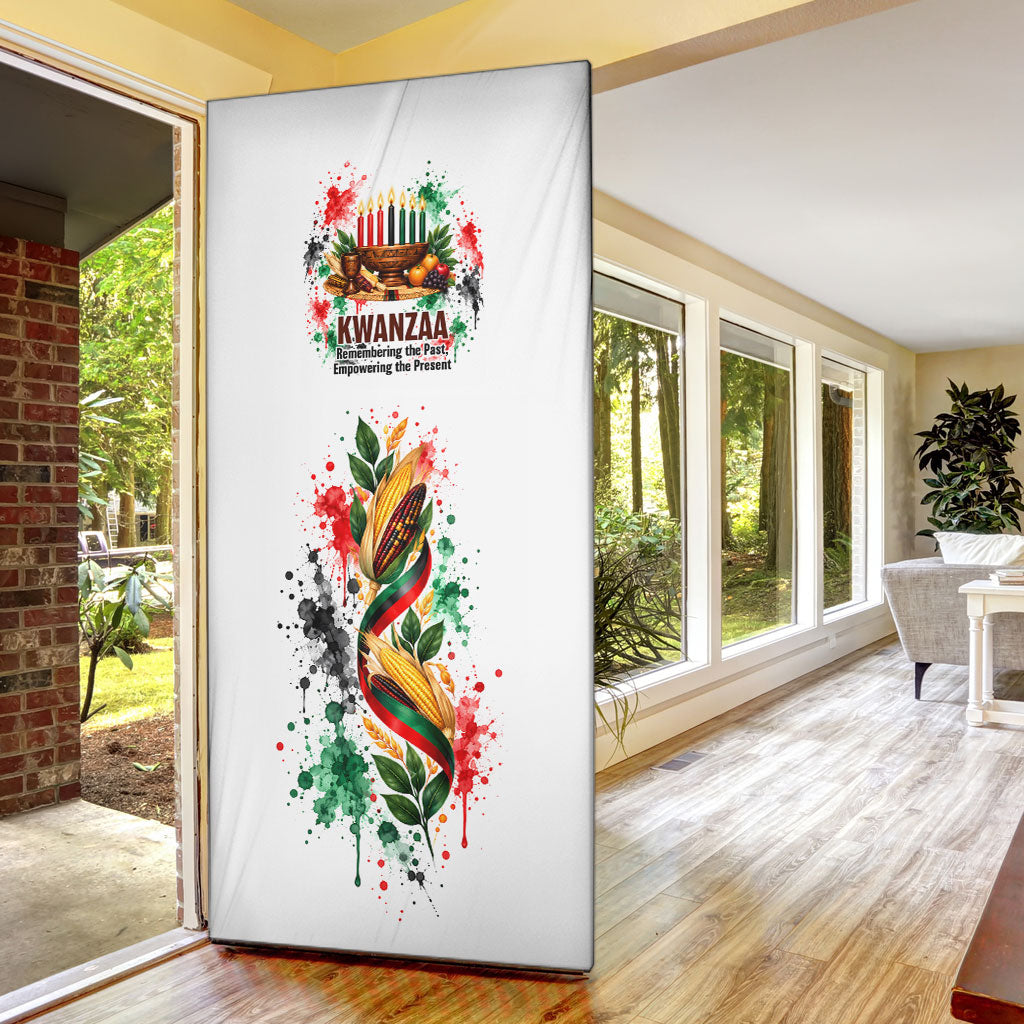 Kwanzaa Pan African Door Cover - Mishumaa Saba - Black History - Watercolor Art