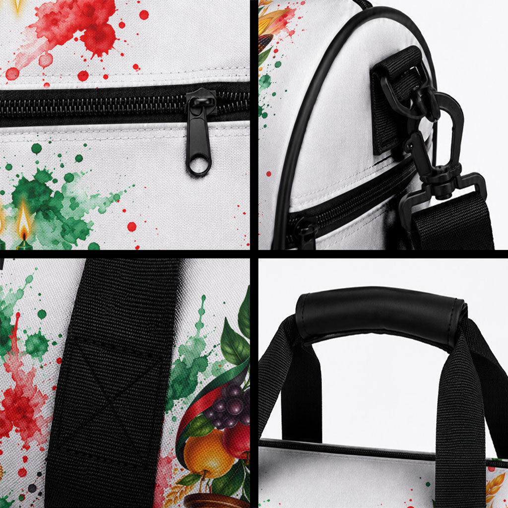 Kwanzaa Pan African Duffle Bag - Mishumaa Saba - Black History - Watercolor Art