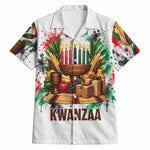 Kwanzaa Pan African Hawaiian Shirt - Mishumaa Saba - Black History - Watercolor Art