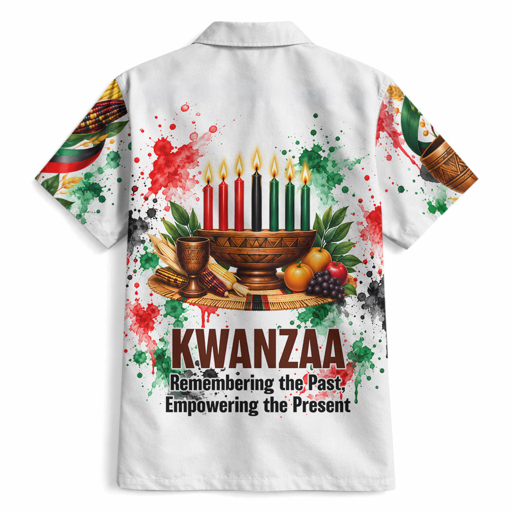 Kwanzaa Pan African Hawaiian Shirt - Mishumaa Saba - Black History - Watercolor Art