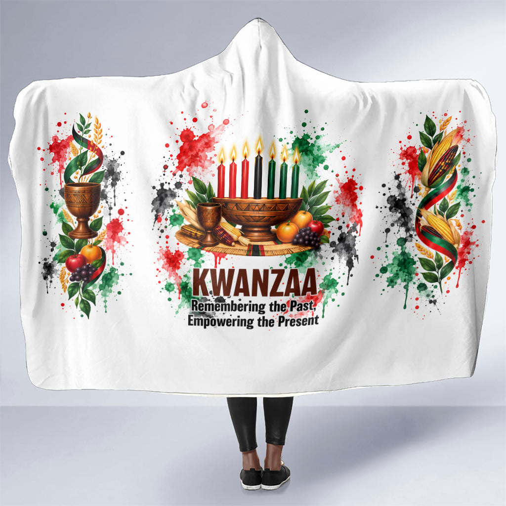 Kwanzaa Pan African Hooded Blanket - Mishumaa Saba - Black History - Watercolor Art
