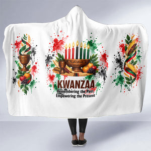 Kwanzaa Pan African Hooded Blanket - Mishumaa Saba - Black History - Watercolor Art