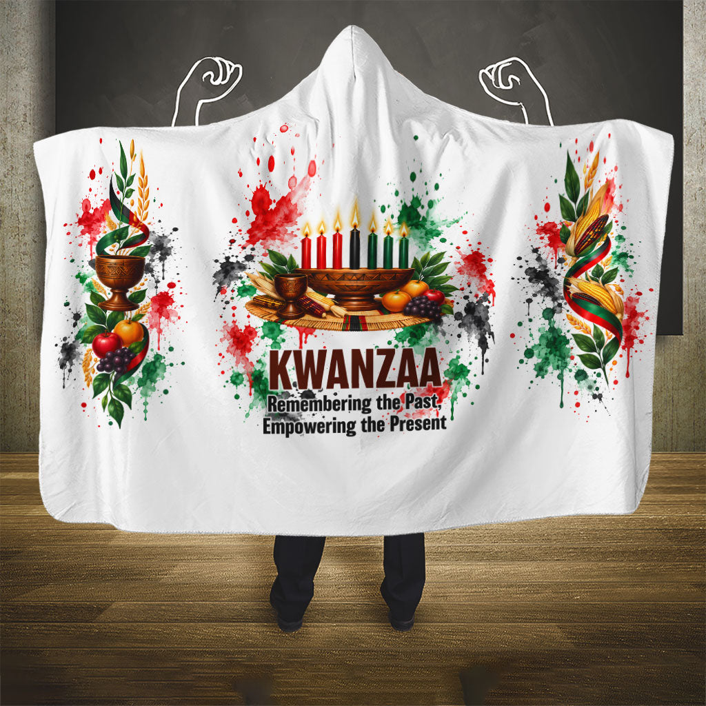 Kwanzaa Pan African Hooded Blanket - Mishumaa Saba - Black History - Watercolor Art