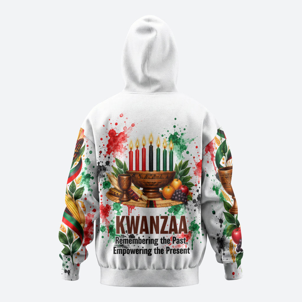 Kwanzaa Pan African Hoodie - Mishumaa Saba - Black History - Watercolor Art