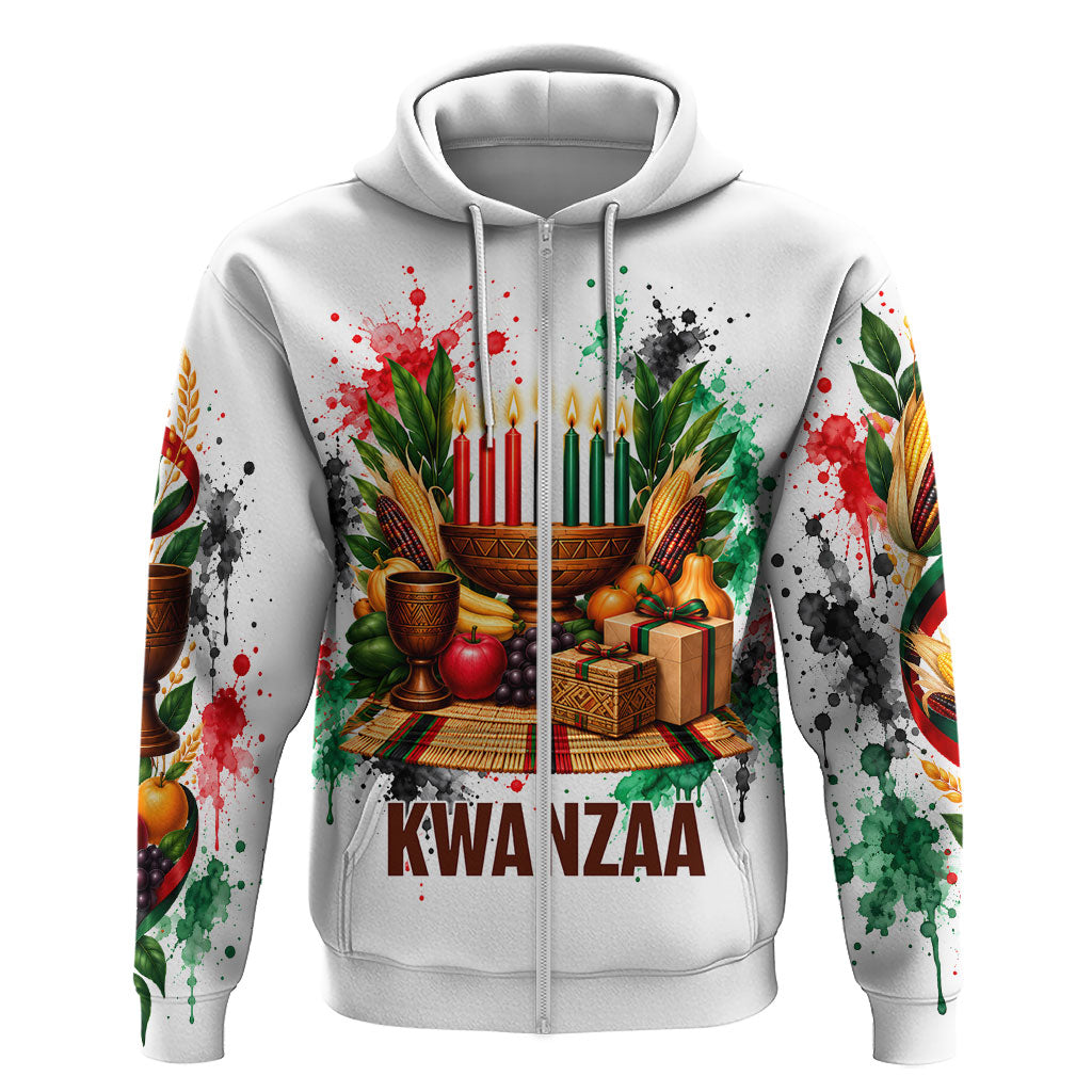 Kwanzaa Pan African Hoodie - Mishumaa Saba - Black History - Watercolor Art
