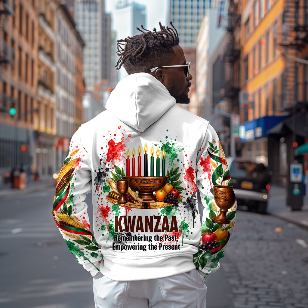 Kwanzaa Pan African Hoodie - Mishumaa Saba - Black History - Watercolor Art