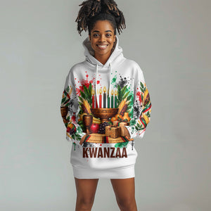 Kwanzaa Pan African Hoodie Dress - Mishumaa Saba - Black History - Watercolor Art