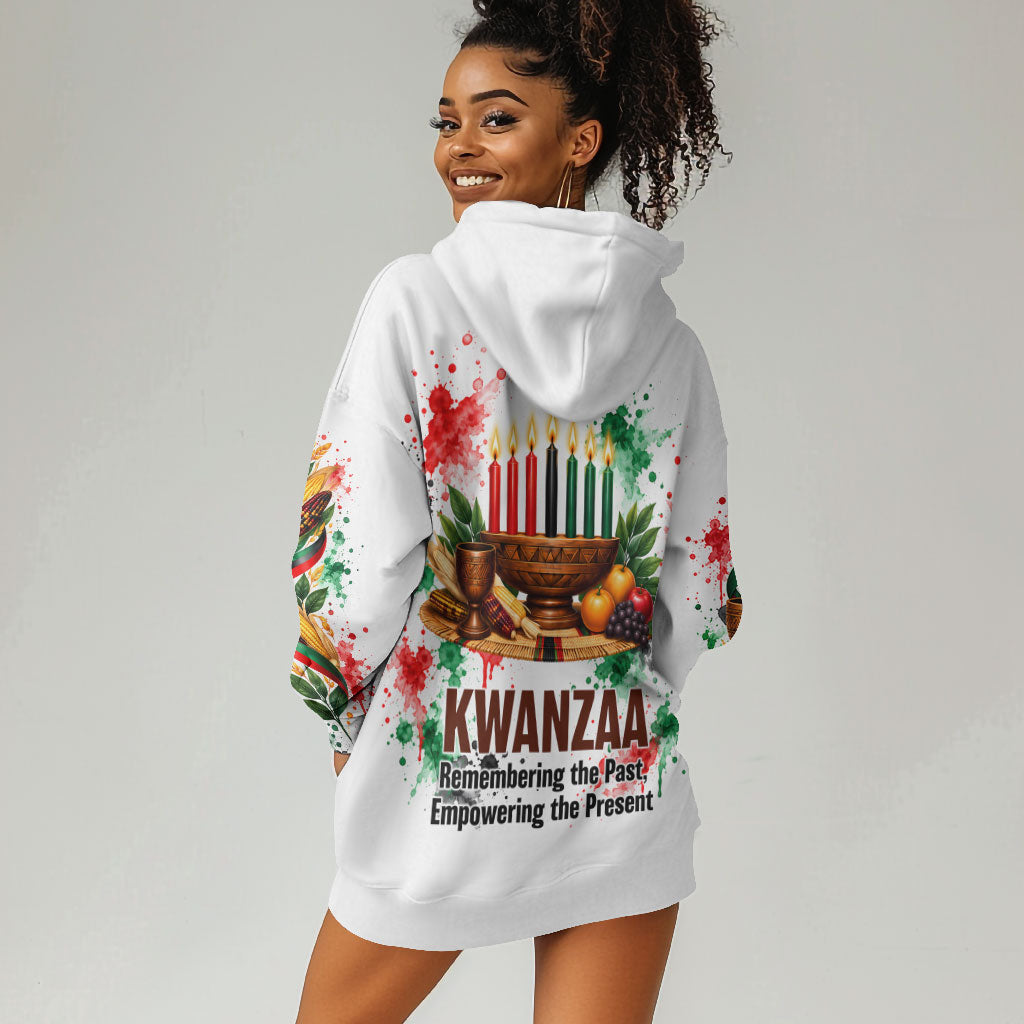 Kwanzaa Pan African Hoodie Dress - Mishumaa Saba - Black History - Watercolor Art