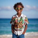 Kwanzaa Pan African Kid Hawaiian Shirt - Mishumaa Saba - Black History - Watercolor Art