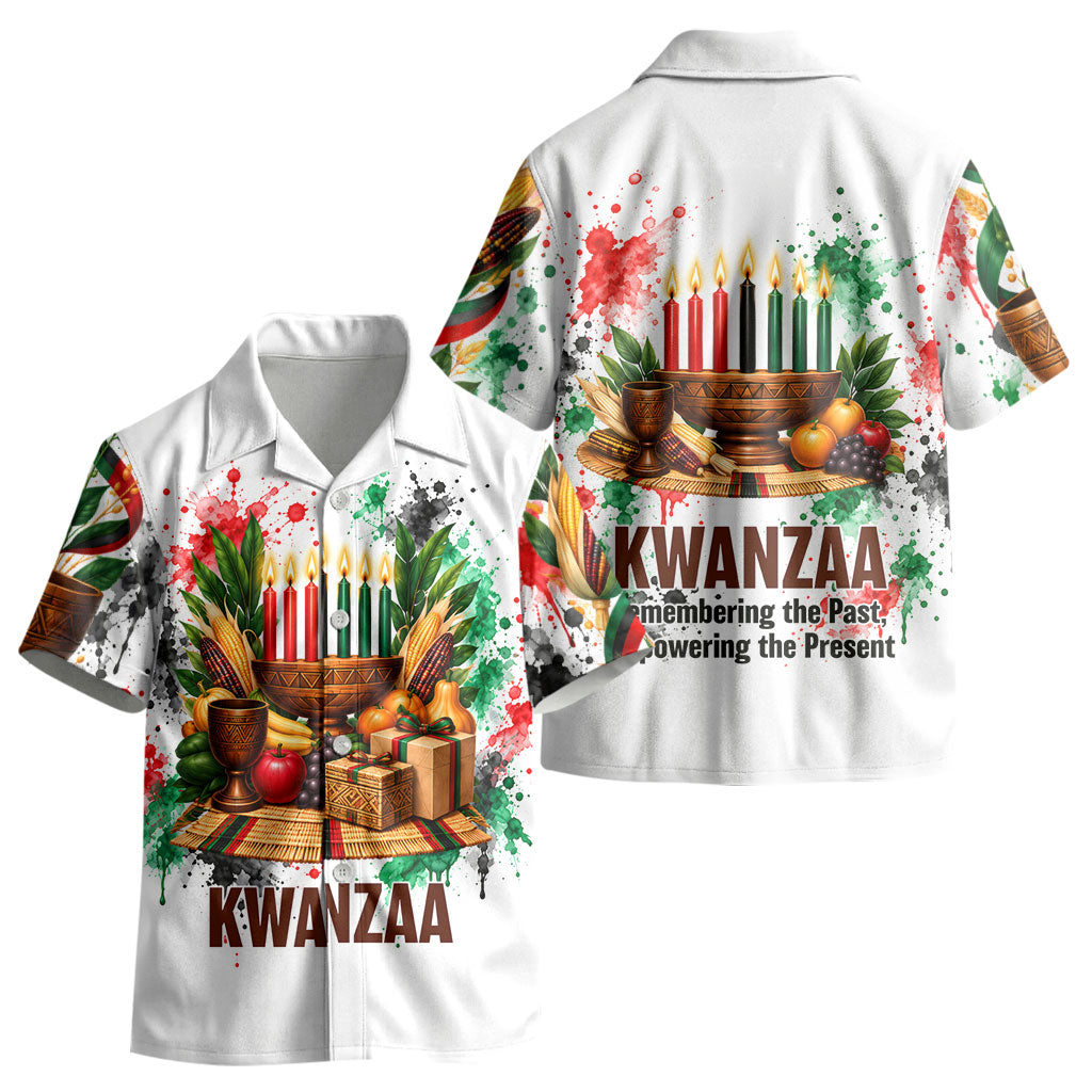 Kwanzaa Pan African Kid Hawaiian Shirt - Mishumaa Saba - Black History - Watercolor Art