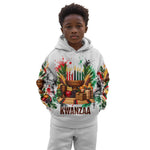 Kwanzaa Pan African Kid Hoodie - Mishumaa Saba - Black History - Watercolor Art