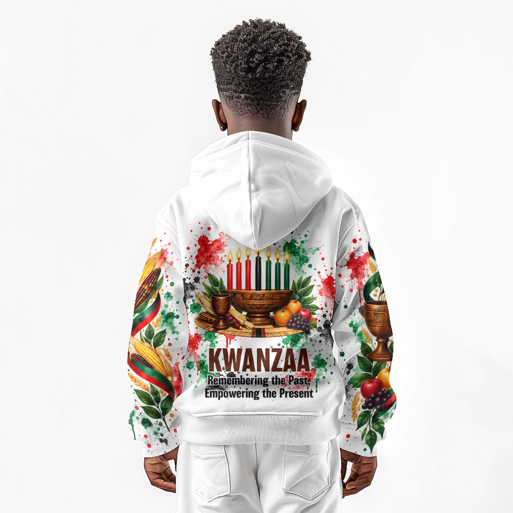 Kwanzaa Pan African Kid Hoodie - Mishumaa Saba - Black History - Watercolor Art