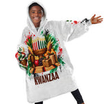 Kwanzaa Pan African Kid Wearable Blanket Hoodie - Mishumaa Saba - Black History - Watercolor Art