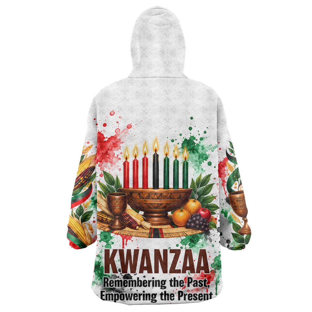 Kwanzaa Pan African Kid Wearable Blanket Hoodie - Mishumaa Saba - Black History - Watercolor Art
