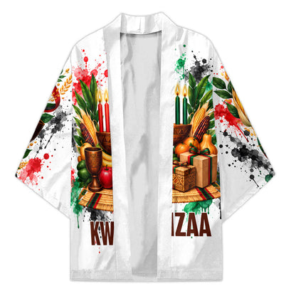 Kwanzaa Pan African Kimono - Mishumaa Saba - Black History - Watercolor Art