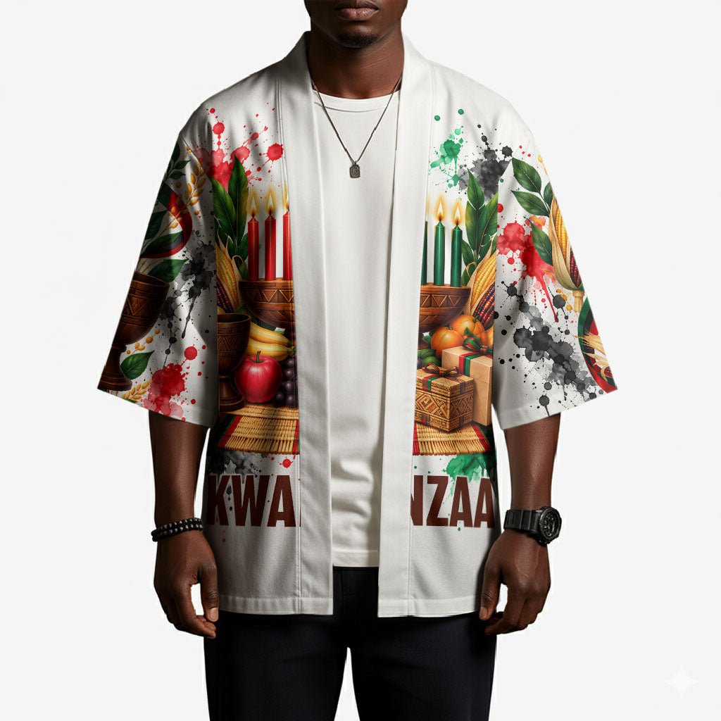 Kwanzaa Pan African Kimono - Mishumaa Saba - Black History - Watercolor Art