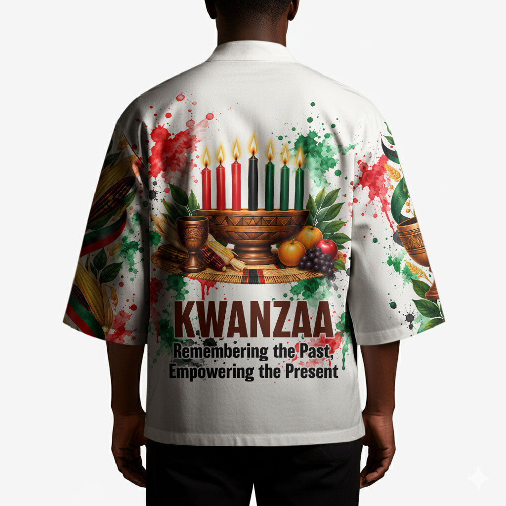 Kwanzaa Pan African Kimono - Mishumaa Saba - Black History - Watercolor Art