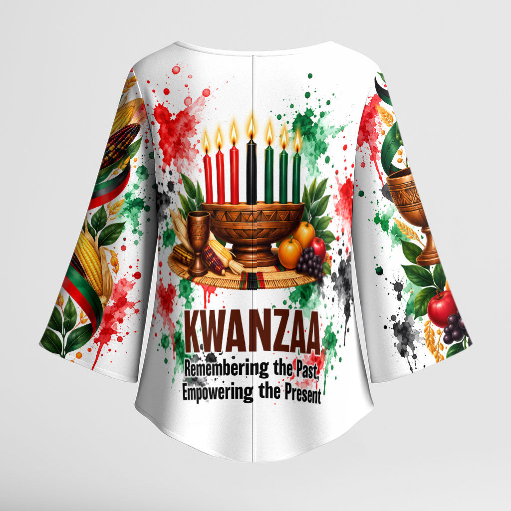 Kwanzaa Pan African Kimono Sleeve Blouse - Mishumaa Saba - Black History - Watercolor Art
