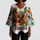 Kwanzaa Pan African Kimono Sleeve Blouse - Mishumaa Saba - Black History - Watercolor Art