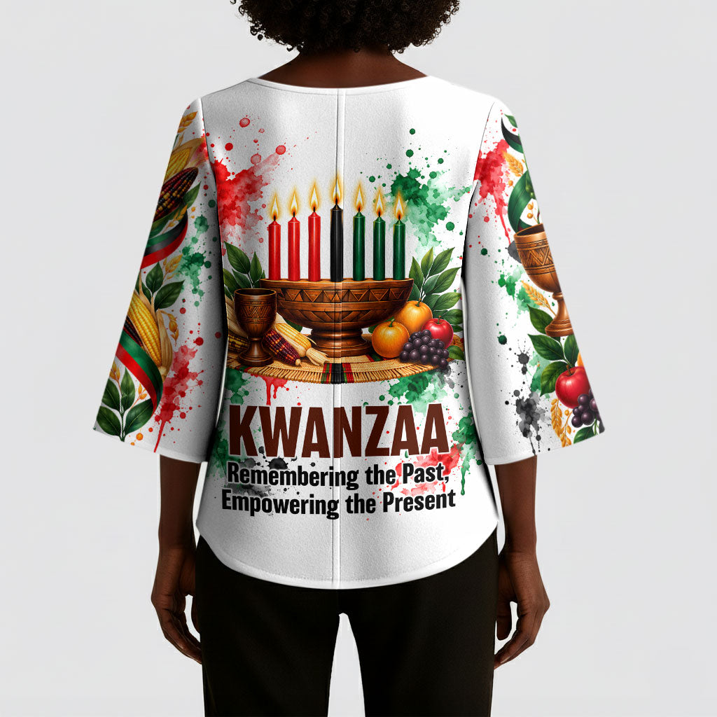Kwanzaa Pan African Kimono Sleeve Blouse - Mishumaa Saba - Black History - Watercolor Art