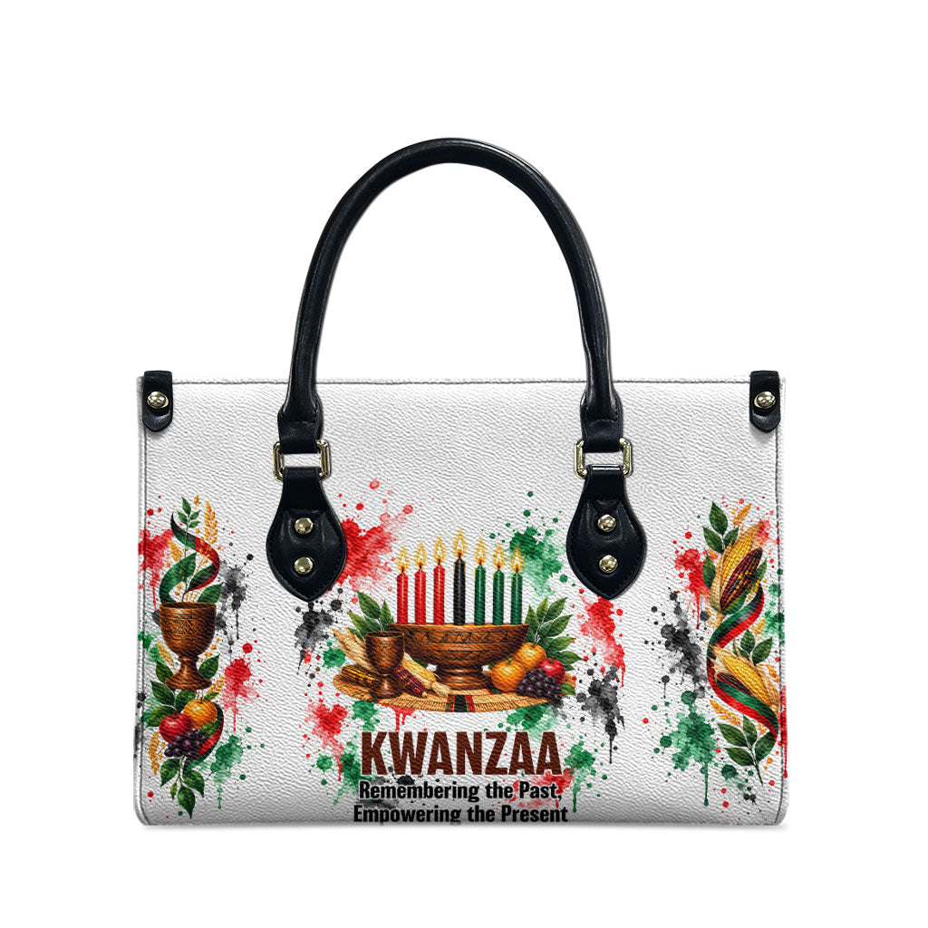 Kwanzaa Pan African Leather Bag - Mishumaa Saba - Black History - Watercolor Art