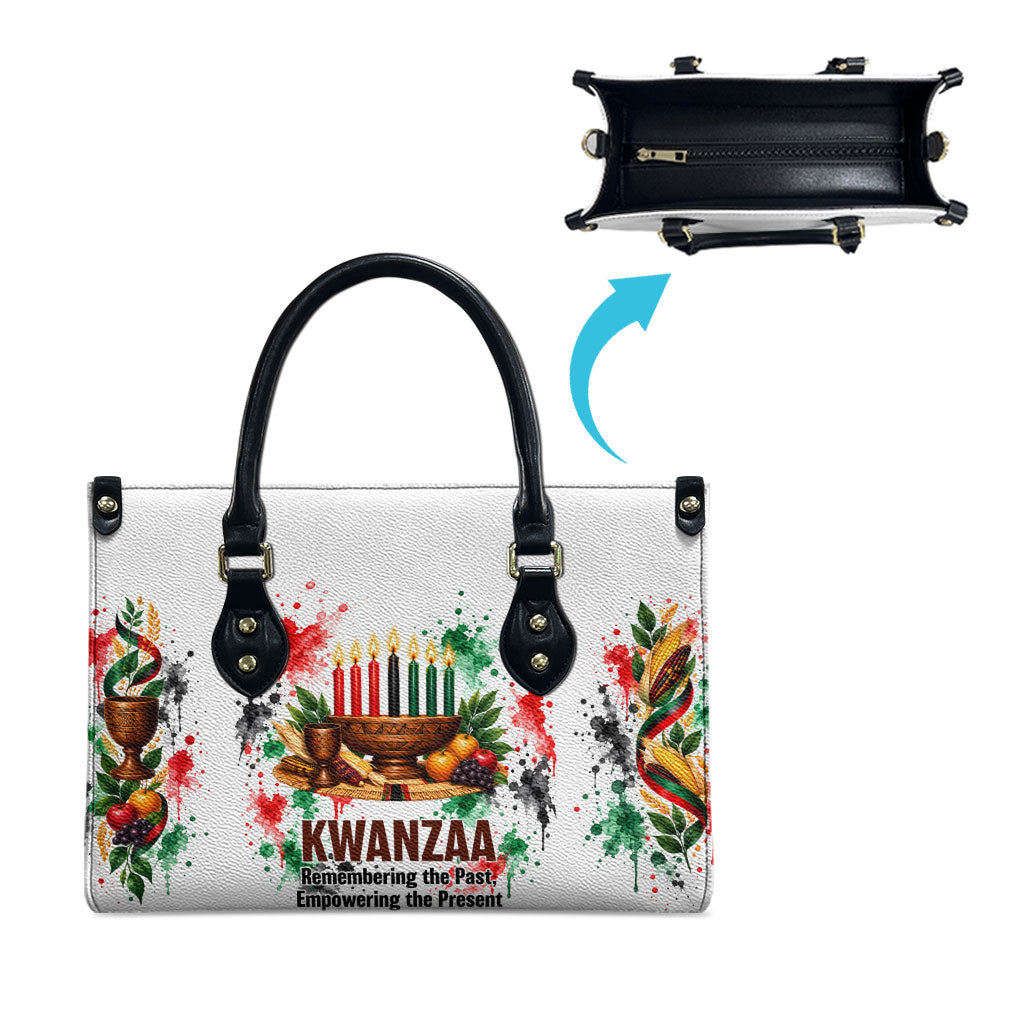 Kwanzaa Pan African Leather Bag - Mishumaa Saba - Black History - Watercolor Art