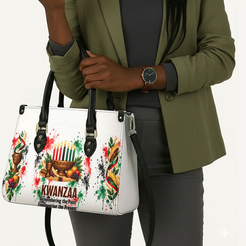 Kwanzaa Pan African Leather Bag - Mishumaa Saba - Black History - Watercolor Art