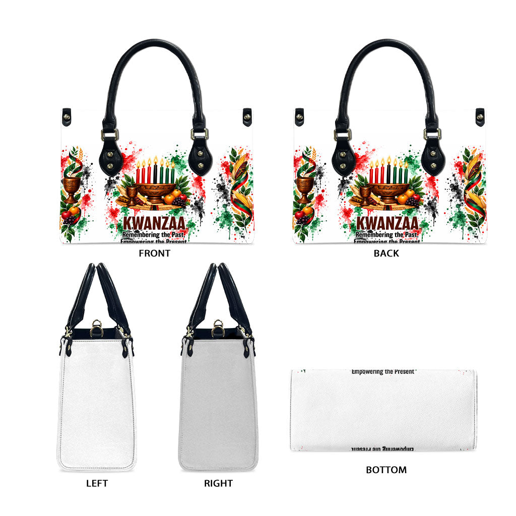 Kwanzaa Pan African Leather Bag - Mishumaa Saba - Black History - Watercolor Art