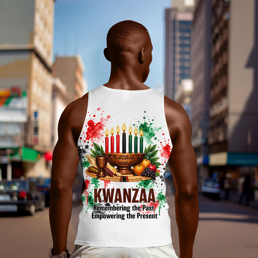 Kwanzaa Pan African Men Tank Top - Mishumaa Saba - Black History - Watercolor Art