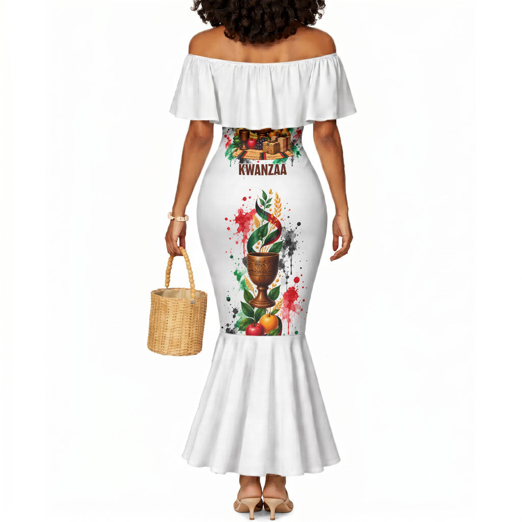 Kwanzaa Pan African Mermaid Dress - Mishumaa Saba - Black History - Watercolor Art