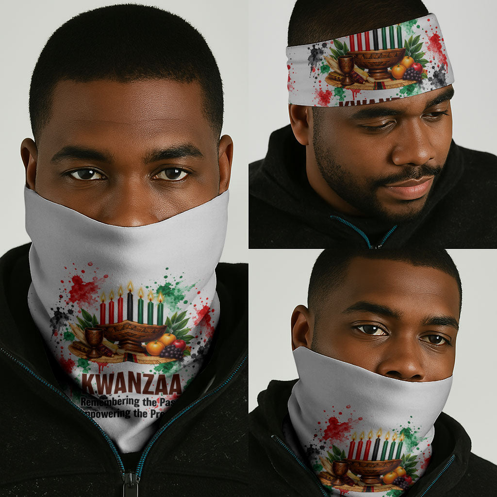 Kwanzaa Pan African Neck Gaiter - Mishumaa Saba - Black History - Watercolor Art