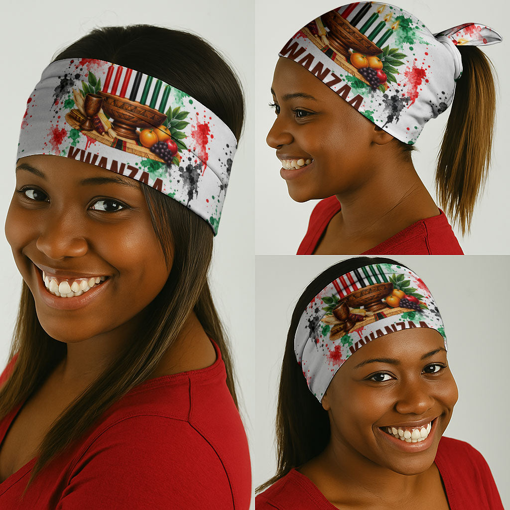 Kwanzaa Pan African Neck Gaiter - Mishumaa Saba - Black History - Watercolor Art