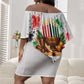 Kwanzaa Pan African Off Shoulder Short Dress - Mishumaa Saba - Black History - Watercolor Art