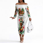 Kwanzaa Pan African Off The Shoulder Long Sleeve Dress - Mishumaa Saba - Black History - Watercolor Art