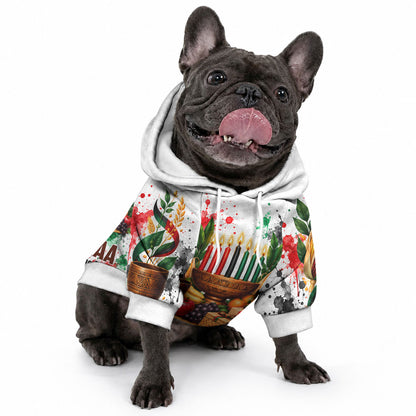 Kwanzaa Pan African Pet Hoodie - Mishumaa Saba - Black History - Watercolor Art