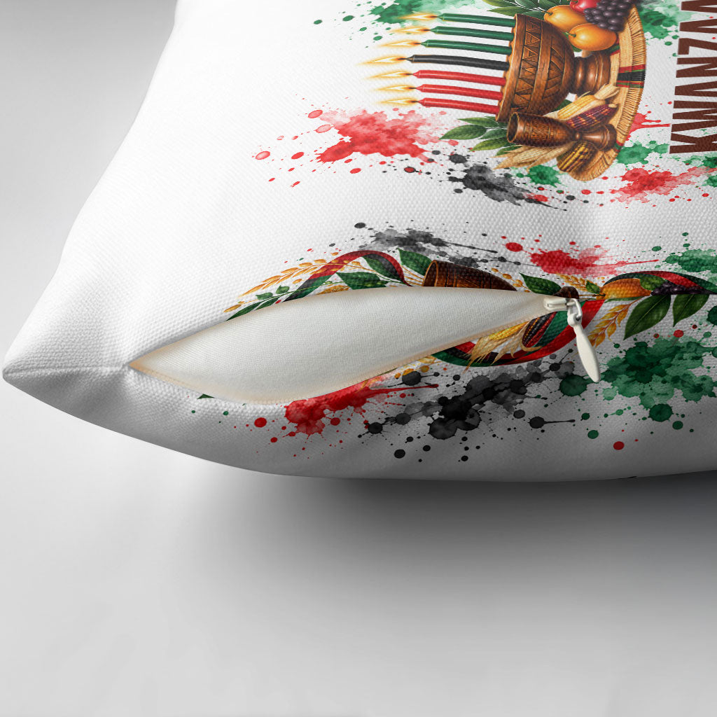 Kwanzaa Pan African Pillow Cover - Mishumaa Saba - Black History - Watercolor Art