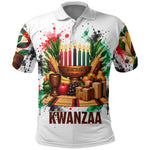 Kwanzaa Pan African Polo Shirt - Mishumaa Saba - Black History - Watercolor Art