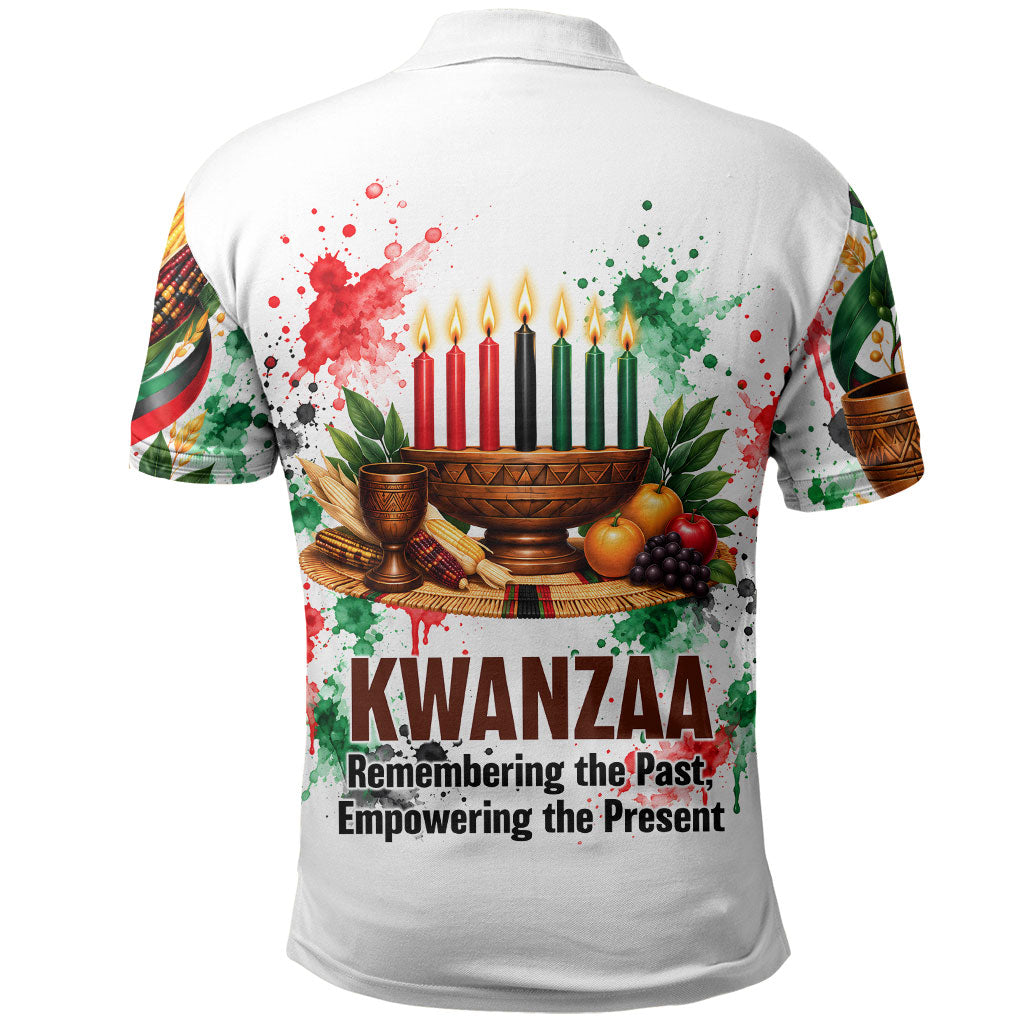 Kwanzaa Pan African Polo Shirt - Mishumaa Saba - Black History - Watercolor Art