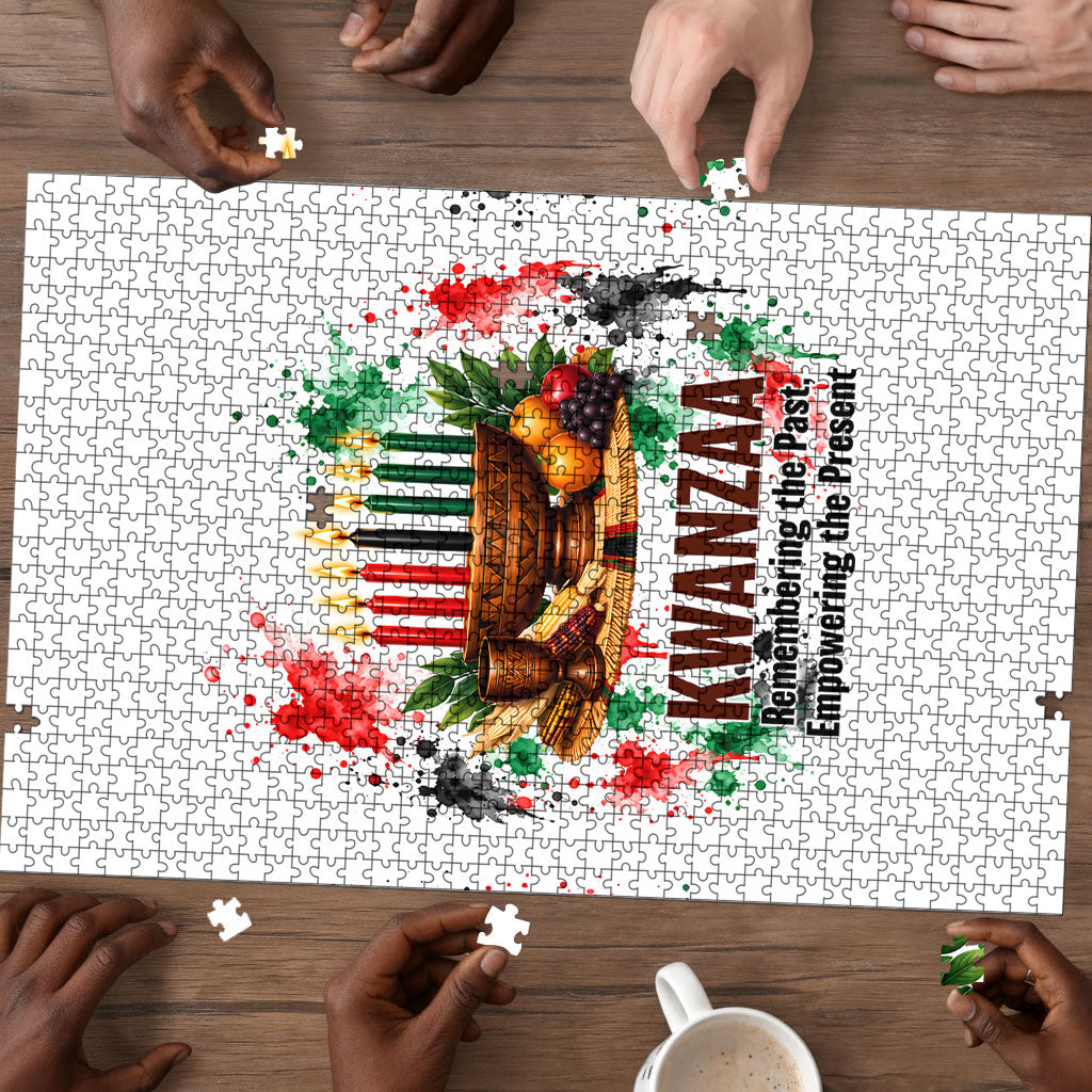 Kwanzaa Pan African Puzzle - Mishumaa Saba - Black History - Watercolor Art